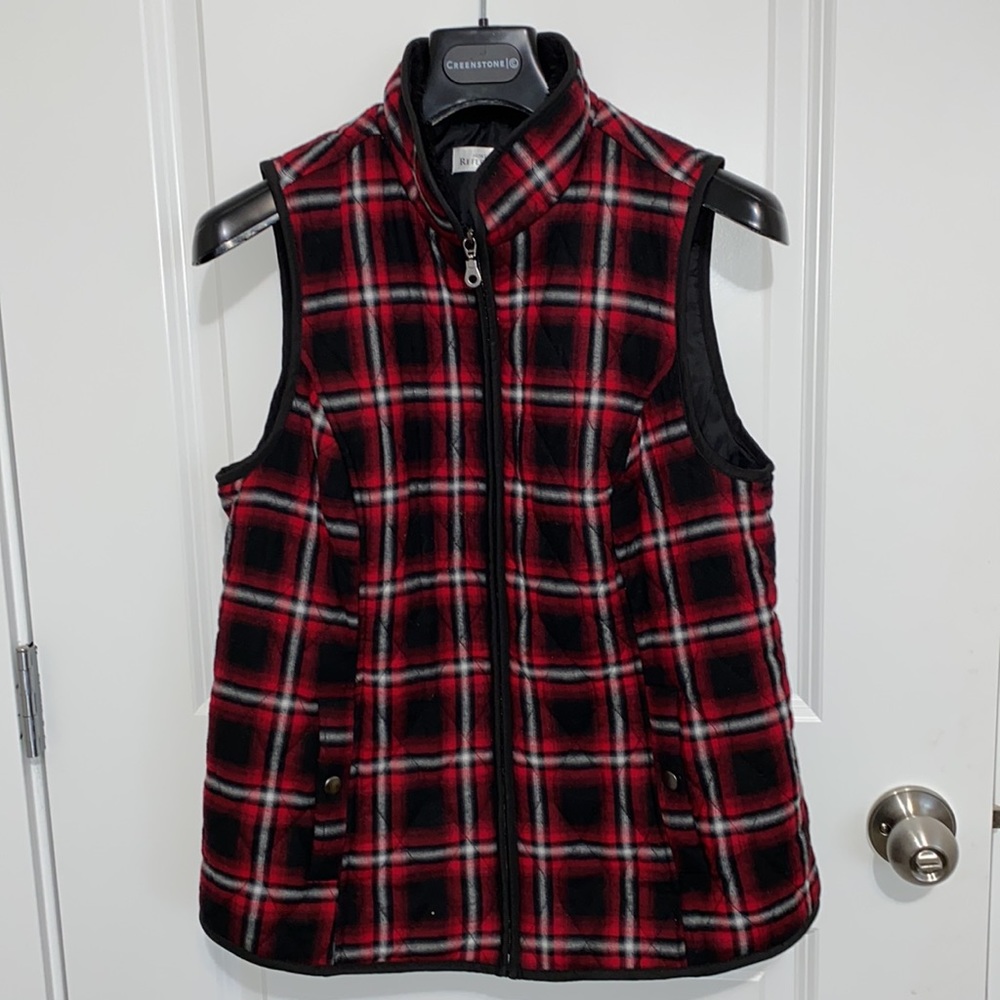 Vintage Northern Reflections Plaid Vest with Fleece Collar